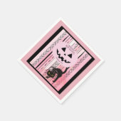Serviette En Papier Éffrayant Halloween Pink et Black Stripes Citrouil (Coin)