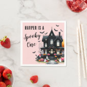 Serviette En Papier Éffrayant Halloween rose 1er anniversaire (En situation)