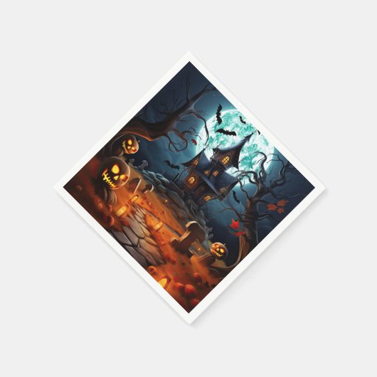 Serviette En Papier Éffrayant Halloween Skeleton Skull Haunted House (Coin)