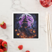 Serviette En Papier Éffrayant Halloween Skeleton Skull Haunted House (En situation)