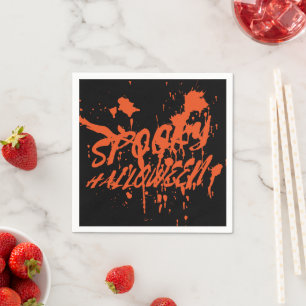 Serviette En Papier Éffrayant Halloween Splash Rétro Rouge Orange Horr