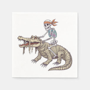 Serviette En Papier Éffrayant Halloween Squelette Crocodile maman