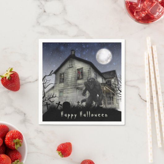 Serviette En Papier Effrayant Halloween Werewolf (En situation)