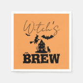 Serviette En Papier Éffrayant Hauné Maison & Sorcière Silhouette | (Devant)