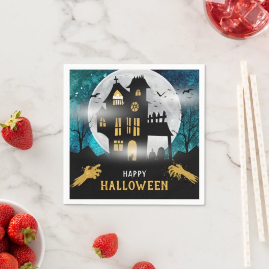Serviette En Papier Éffrayant Haunted House Halloween Parti (En situation)