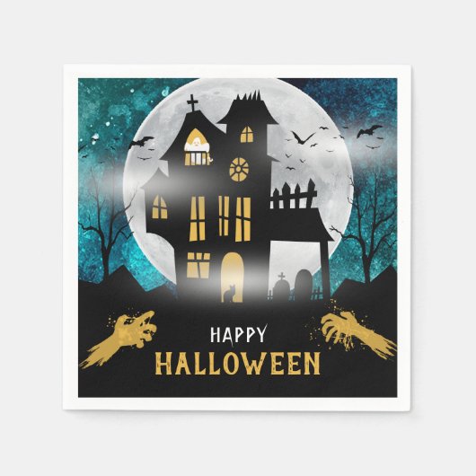 Serviette En Papier Éffrayant Haunted House Halloween Parti (Devant)