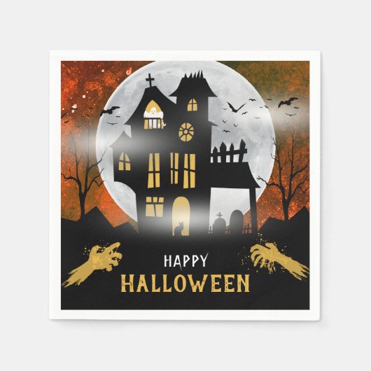 Serviette En Papier Éffrayant Haunted House Halloween Parti (Devant)
