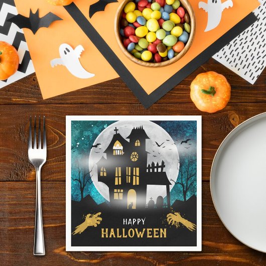 Serviette En Papier Éffrayant Haunted House Halloween Parti