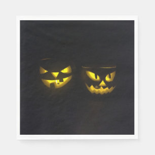 Serviette En Papier Éffrayant jaune brillant Halloween citrouilles