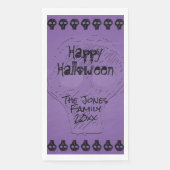Serviette En Papier Éffrayant Joyeux Halloween Letters | Violet/Noir (Devant)