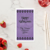 Serviette En Papier Éffrayant Joyeux Halloween Letters | Violet/Noir (En situation)