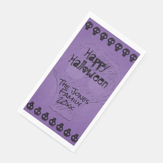 Serviette En Papier Éffrayant Joyeux Halloween Letters | Violet/Noir (Coin)