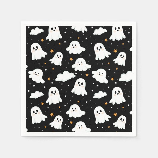 Serviette En Papier Éffrayant mignon Halloween Ghost Nuageux Star Sky (Devant)