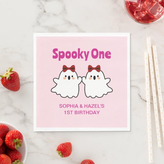 Serviette En Papier Éffrayant One Cute Twin Girls Halloween 1er annive (En situation)