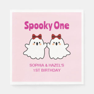 Serviette En Papier Éffrayant One Cute Twin Girls Halloween 1er annive