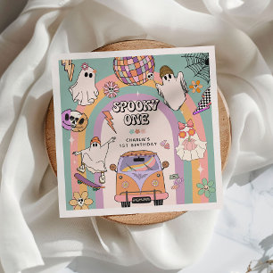 Serviette En Papier Éffrayant One Retro Amusement 1ère fête d'annivers