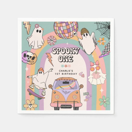 Serviette En Papier Éffrayant One Retro Amusement 1ère fête d'annivers (Devant)