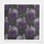 SERVIETTE EN PAPIER ÉFFRAYANT PURPLE HALLOWEEN FLEURS CITROUILLES (Devant)