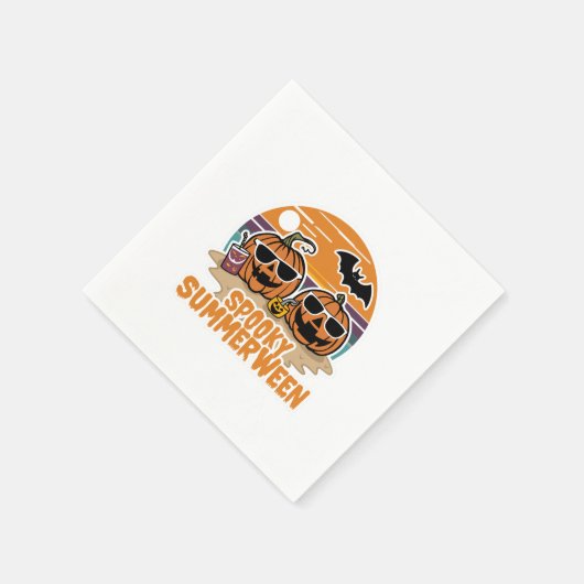 Serviette En Papier Éffrayant Summerween - citrouilles sur la plage (Coin)