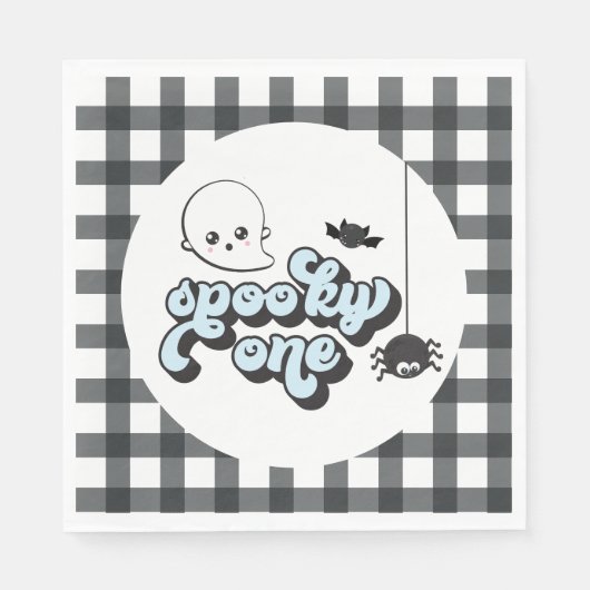 Serviette En Papier Éffrayant Un Halloween 1er Anniversaire (Devant)