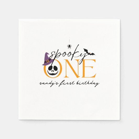Serviette En Papier Éffrayant Un Halloween 1er anniversaire (Devant)