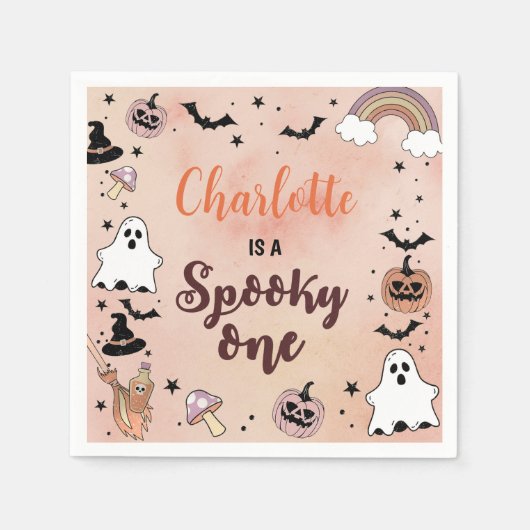 Serviette En Papier Éffrayant Un Halloween 1er Anniversaire (Devant)