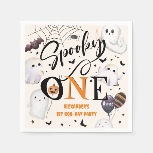 Serviette En Papier Éffrayant Un Halloween 1er Anniversaire Fête Migno (Devant)