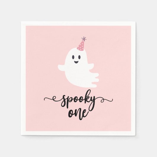 Serviette En Papier Éffrayant Un Halloween mignon Fantôme 1er Annivers (Devant)