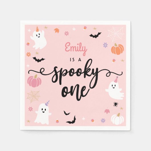Serviette En Papier Éffrayant Un Halloween mignon Fantôme 1er Annivers (Devant)