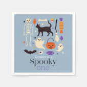 Serviette En Papier Éffrayant Un Halloween Motifs Bleu 1er anniversair (Devant)