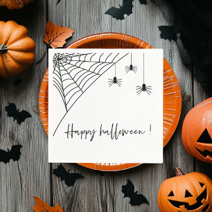 Serviette En Papier Éffrayante Black Spiders Party   Bonne Halloween