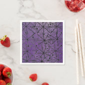 Serviette En Papier Éffrayante Halloween Spider Webs sur violet (En situation)