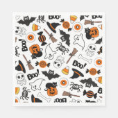 Serviette En Papier Éffrayante Soirée D'Halloween Noir Et Orange (Devant)