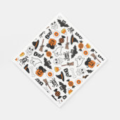 Serviette En Papier Éffrayante Soirée D'Halloween Noir Et Orange (Coin)