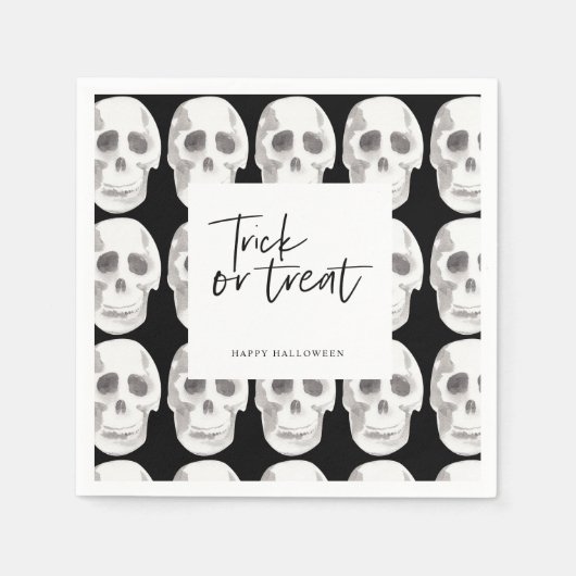 Serviette En Papier Effrayer Scull Trick ou traitement | Parti Hallowe (Devant)