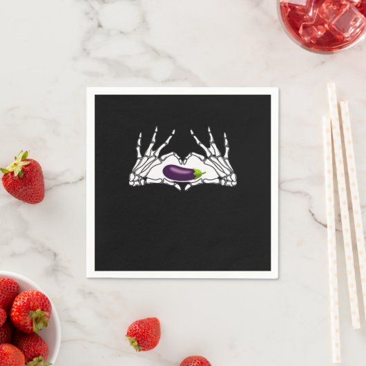 Serviette En Papier Eggplant Classic - Squelette Mains Coeur (En situation)