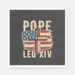 Serviette En Papier Église chrétienne du pape Léon XIV Drapeau américa
