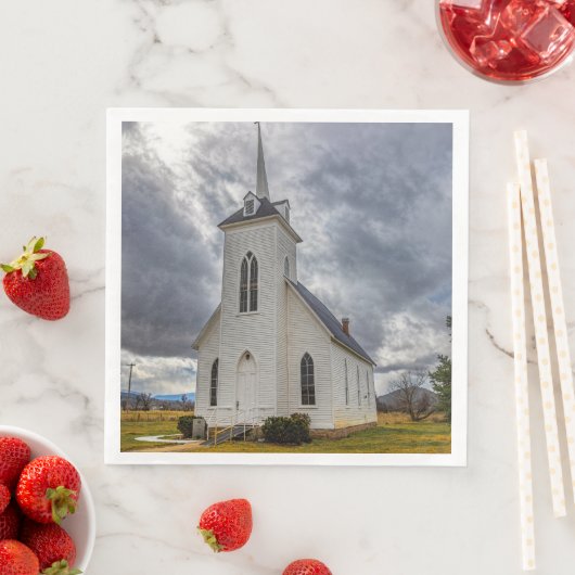 SERVIETTE EN PAPIER ÉGLISE DE PAYS (En situation)