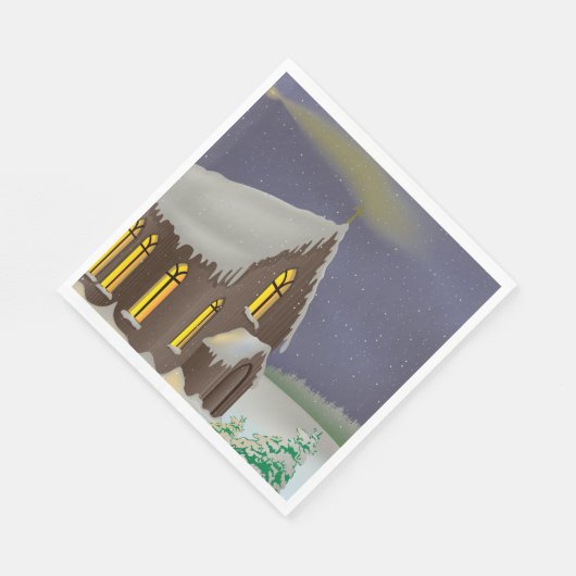 Serviette En Papier Église d'hiver (Coin)