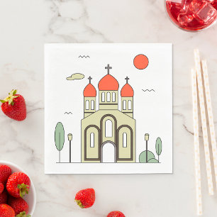 Serviette En Papier Église orthodoxe russe minimaliste 