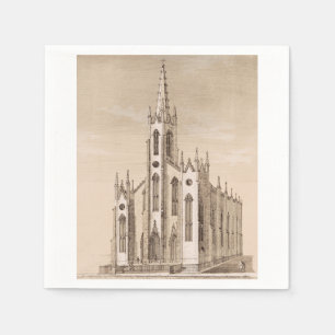 Serviette En Papier Église Saint-Nicolas de New York croquis vintage
