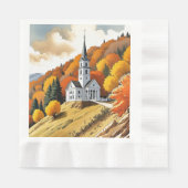 Serviette En Papier Église sur une colline en automne (Devant)