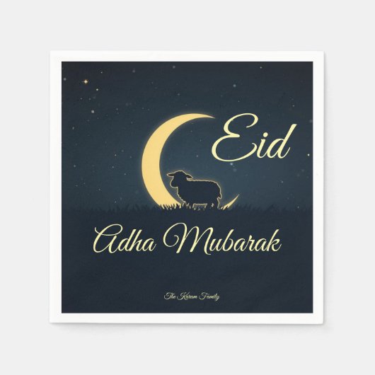 Serviette En Papier Eid  Al Adha Dark Blue Sheep  Dinner  (Devant)