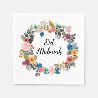 SERVIETTE EN PAPIER EID MUBARAK FLORAL WREATH NAPKINS