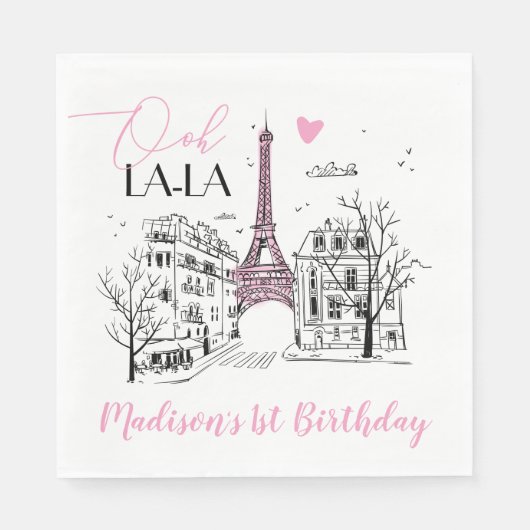 Serviette En Papier Eifel Tower Paris Joyeux anniversaire à Paris (Devant)