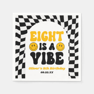 Serviette En Papier Eight Is A Vibe Rétro Huitième 8ème Anniversaire