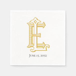 Serviette En Papier EL ou LE monogramme antique vintage en or Napkins