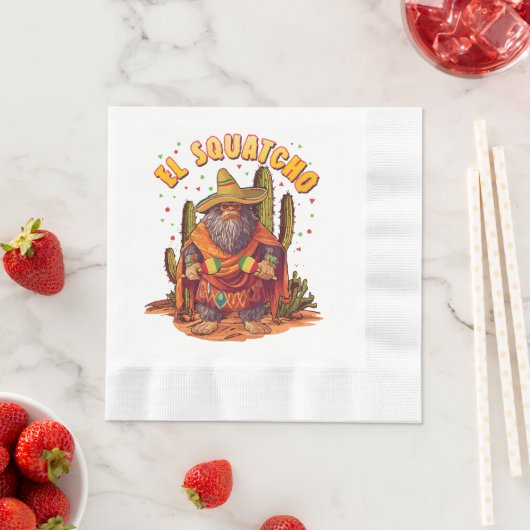 Serviette En Papier El Squatcho Bigfoot avec Maraca, Sombrero et Ponc (En situation)
