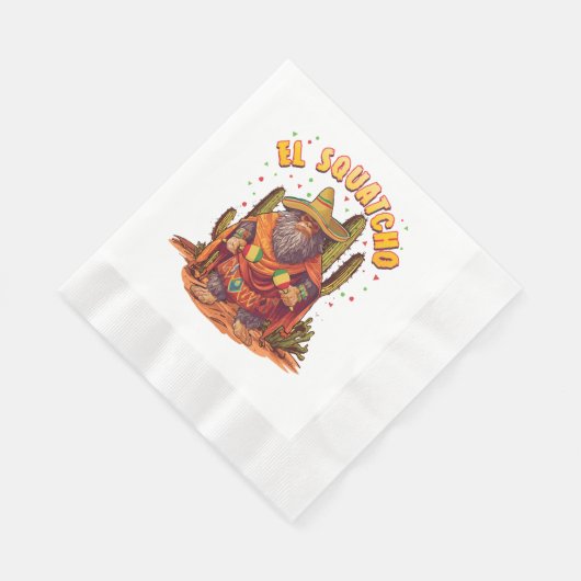 Serviette En Papier El Squatcho Bigfoot avec Maraca, Sombrero et Ponc (Coin)