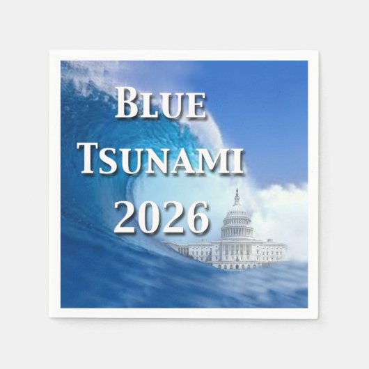 Serviette En Papier Élection Raz-de-Marée Bleu 2026 (Devant)